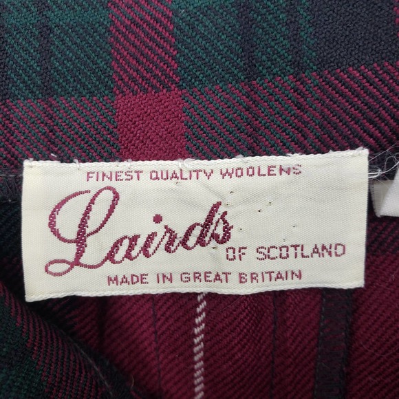 Lairds of Scotland Tartan Plaid Pleated Midi Skirt Wool Maroon Green Stuart Clan - Picture 3 of 9